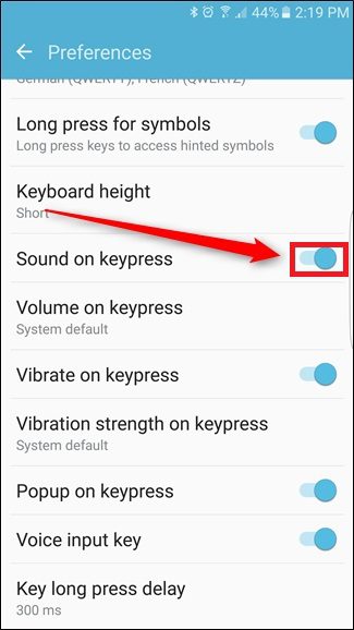 تنظیم صدا و ویبره کیبورد گوگل