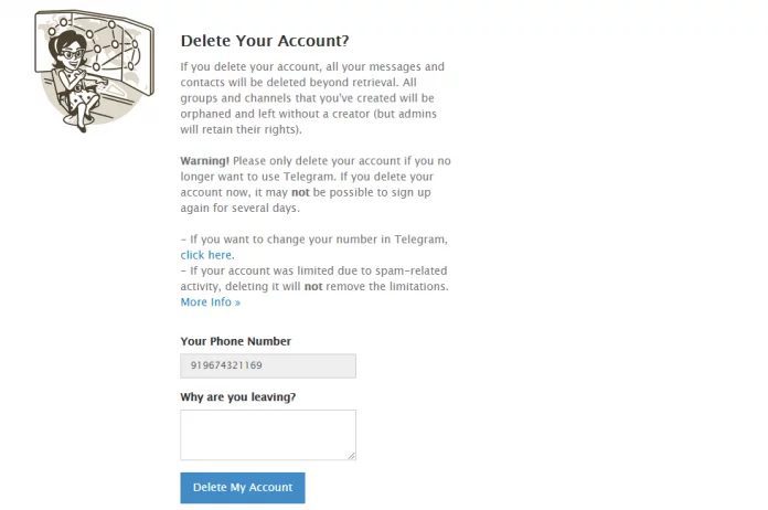 حذف اکانت تلگرام
