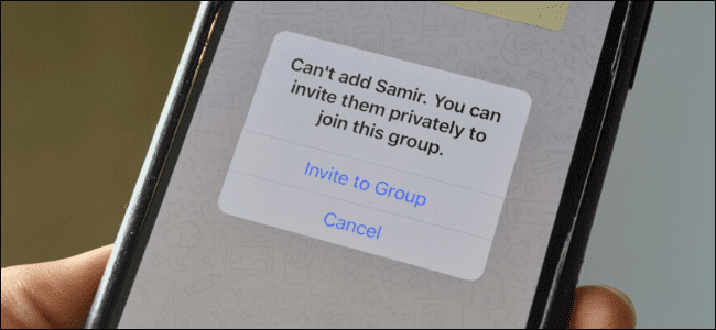 Alert on WhatsApp showing you cant add someone to a group