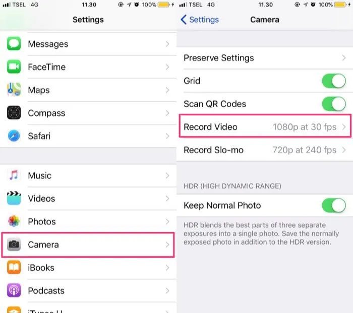 حجم ویدیو در گوشی آیفون