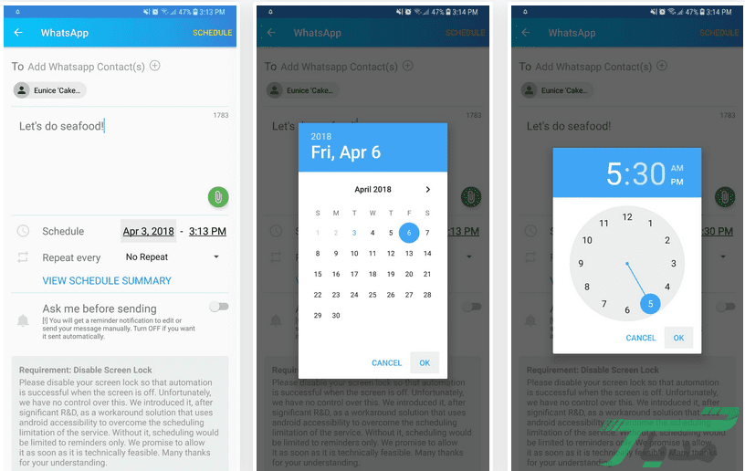 پیام زمان بندی شده در واتساپ