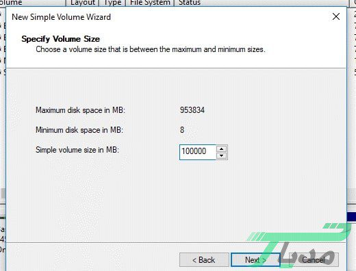 پارتیشن بندی هارد چگونه انجام میگیرد؟ 18 تعیین اندازه پارتیشن جدید