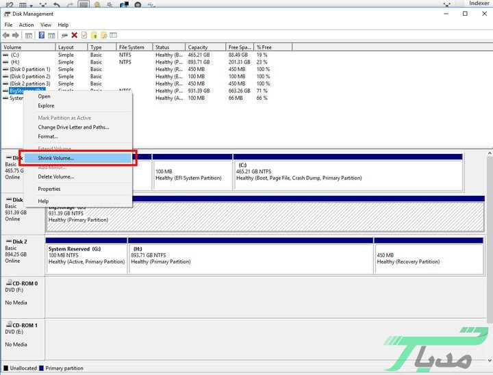 پارتیشن بندی هارد چگونه انجام میگیرد؟ 15 جدا کردن حجم خالی یک درایو