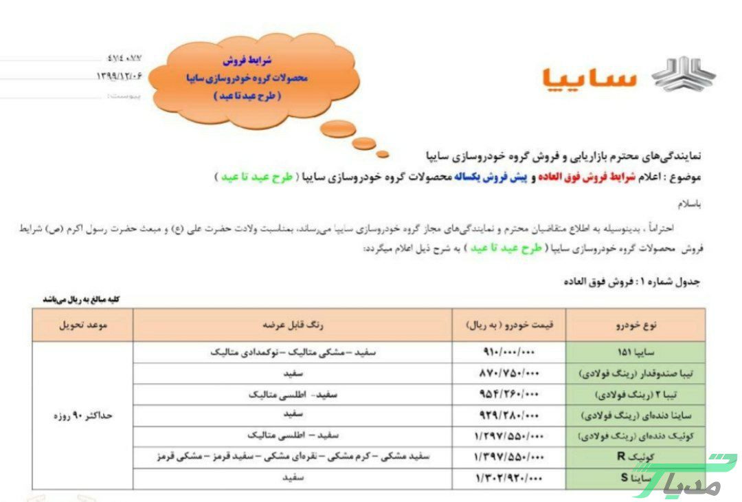 فروش فوق العاده سایپا