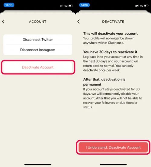 آموزش دیلیت اکانت کلاب هاوس | چگونه حساب کلاب هاوس خود را حذف کنیم؟ 15 2 3