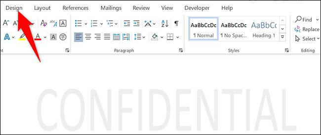 چگونه واترمارکها را از اسناد Word حذف کنیم؟ 14 1 word design tab 1