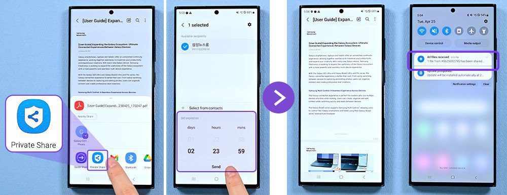 ترفندهای اشتراکگذاری سریع و آسان فایلها با Quick Share سامسونگ 17 Private Share