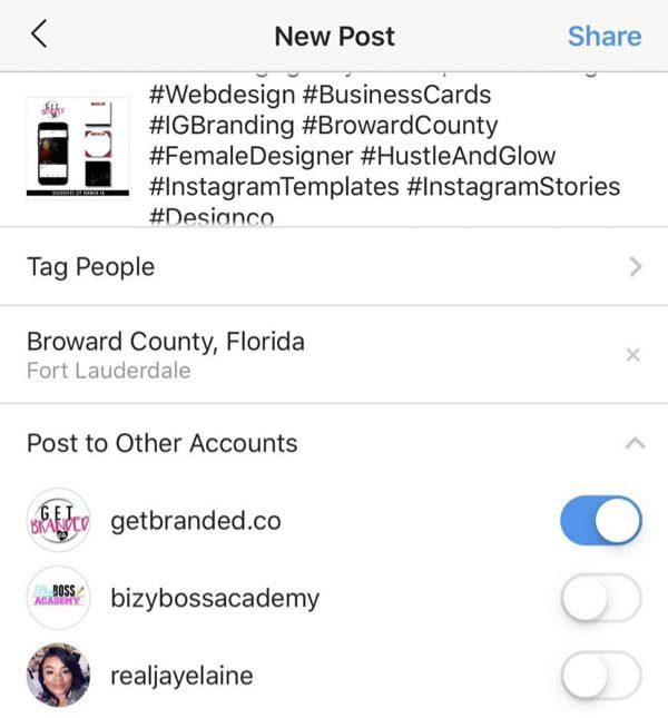 ارسال همزمان به چندین اکانت اینستاگرام