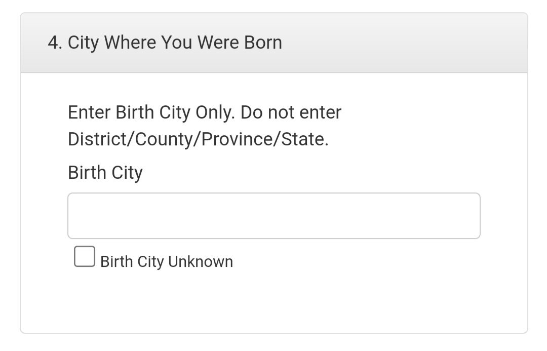 آموزش پر کردن فرم لاتاری و راهنمای کامل اصطلاحات فرم ثبتنام لاتاری 19 بخش چهارم: City where you were born