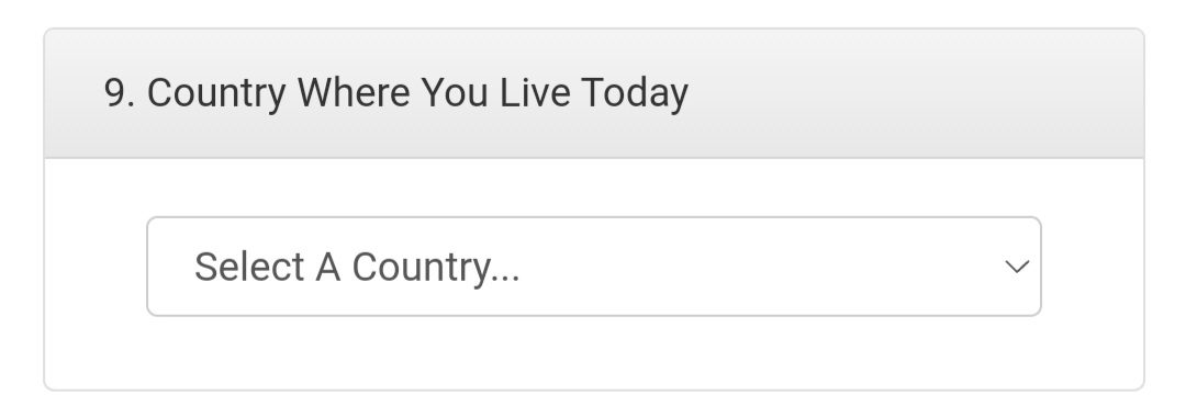 آموزش پر کردن فرم لاتاری و راهنمای کامل اصطلاحات فرم ثبتنام لاتاری 24 بخش نهم: Conutry where you live today