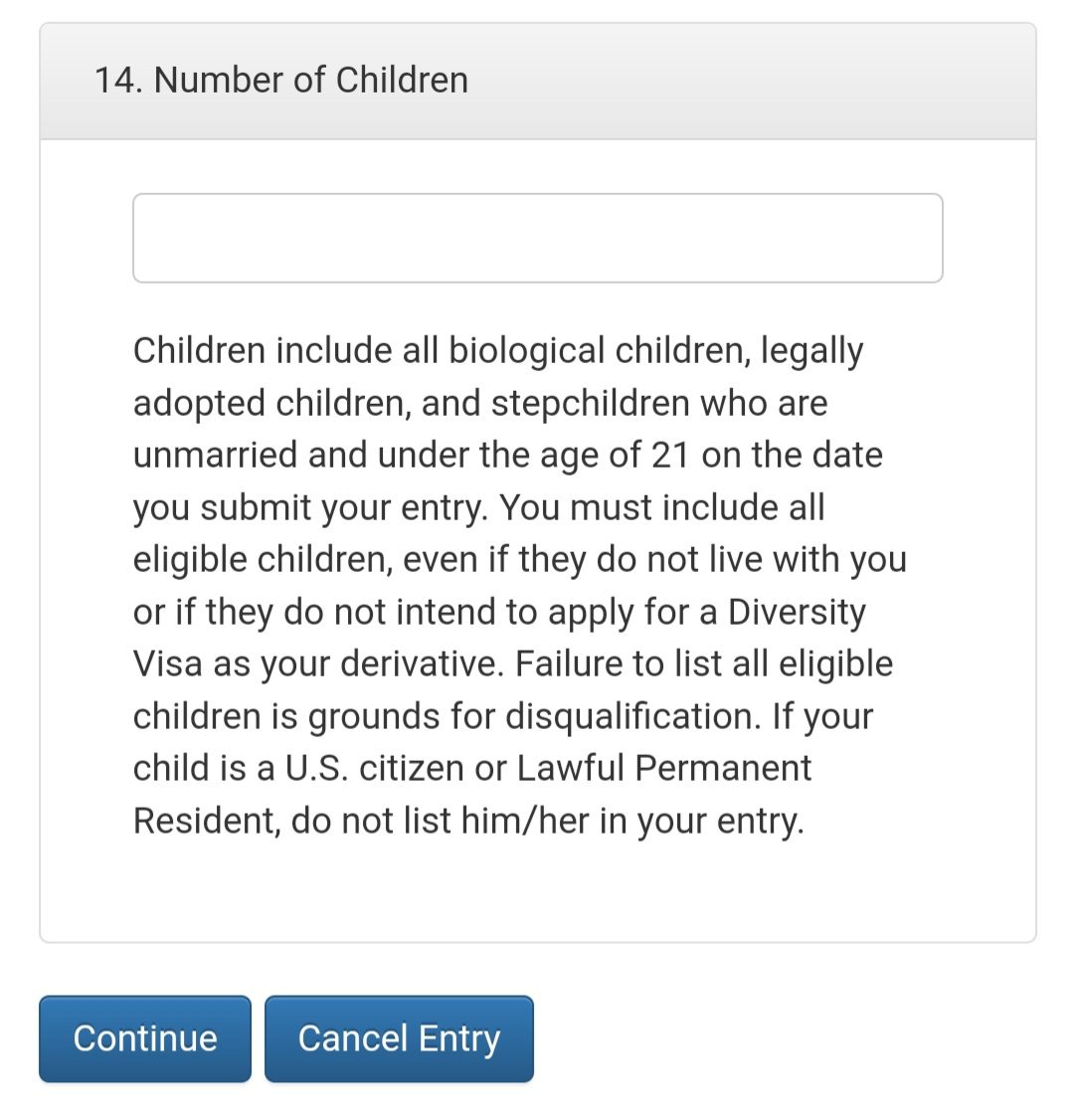 آموزش پر کردن فرم لاتاری و راهنمای کامل اصطلاحات فرم ثبتنام لاتاری 29 بخش چهاردهم: Number of children
