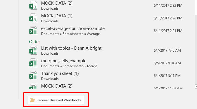 Unsaved Workbooks