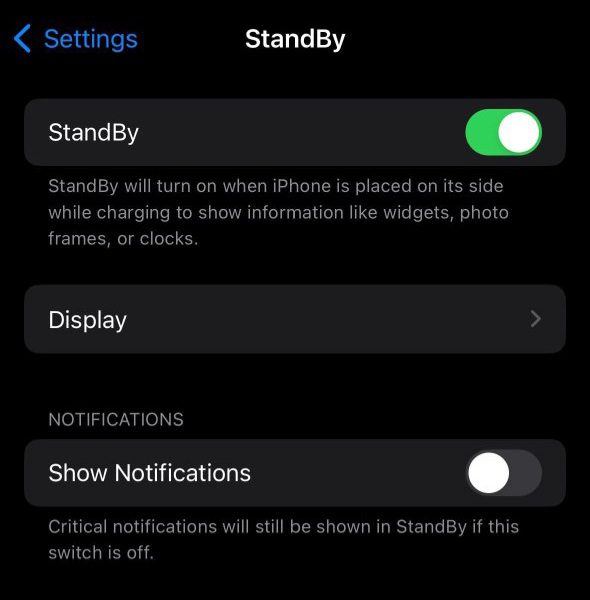 عدم نمایش اعلان در حالت استندبای