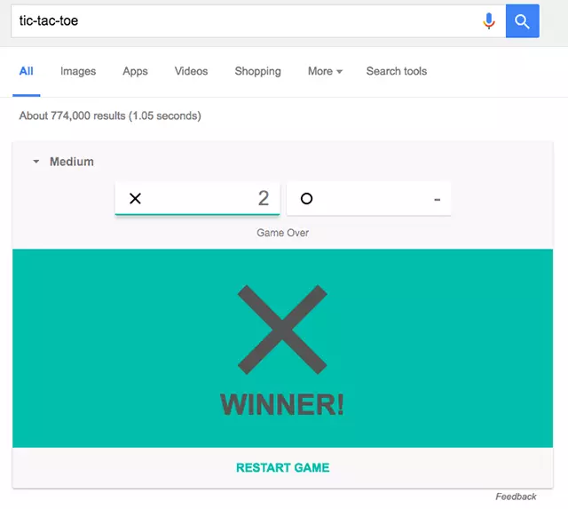 بازی های مخفی گوگل که نمیدانستید! 16 بازی Tic Tak Toe