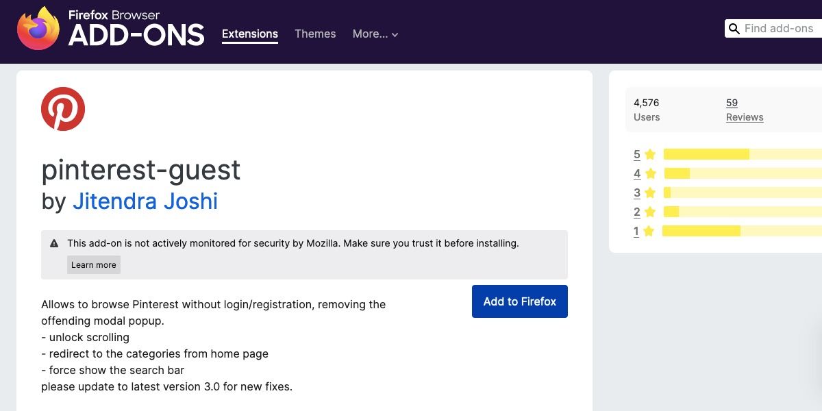 افزونه مرورگر Pinterest