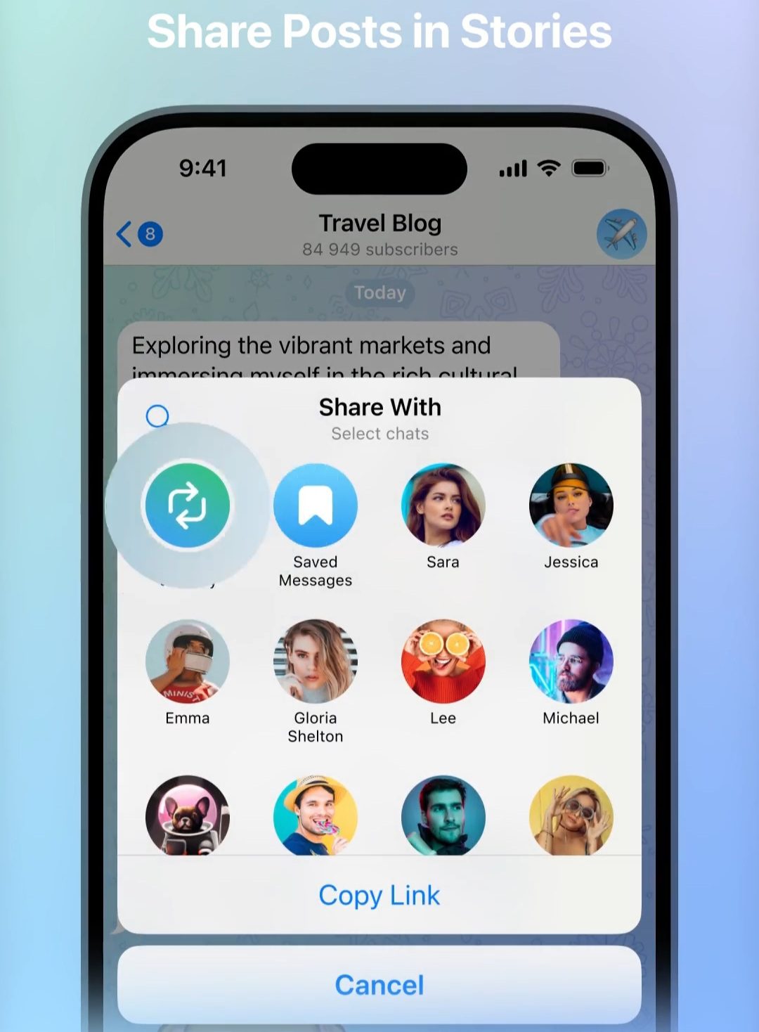 لیست تغییرات آپدیت کریسمس 2024 تلگرام، تغییرات ظاهری کانالها، ارسال پست در استوری و ... 19 2. پستها را در استوری ها به اشتراک بگذارید.