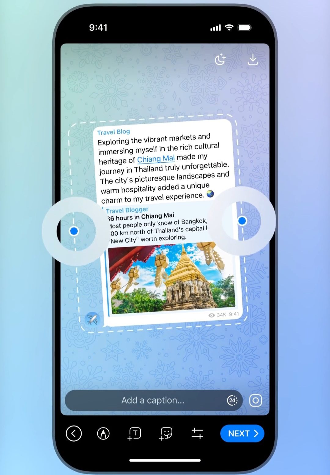 لیست تغییرات آپدیت کریسمس 2024 تلگرام، تغییرات ظاهری کانالها، ارسال پست در استوری و ... 20 2. پستها را در استوری ها به اشتراک بگذارید.