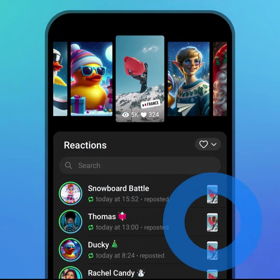لیست تغییرات آپدیت کریسمس 2024 تلگرام، تغییرات ظاهری کانالها، ارسال پست در استوری و ... 27 5. مشاهده Reposts و موارد دیگر