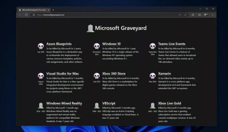 قبرستان مایکروسافت راه اندازی شد 15 معرفی محصولاتی که توسط مایکروسافت از بین رفتهاند.