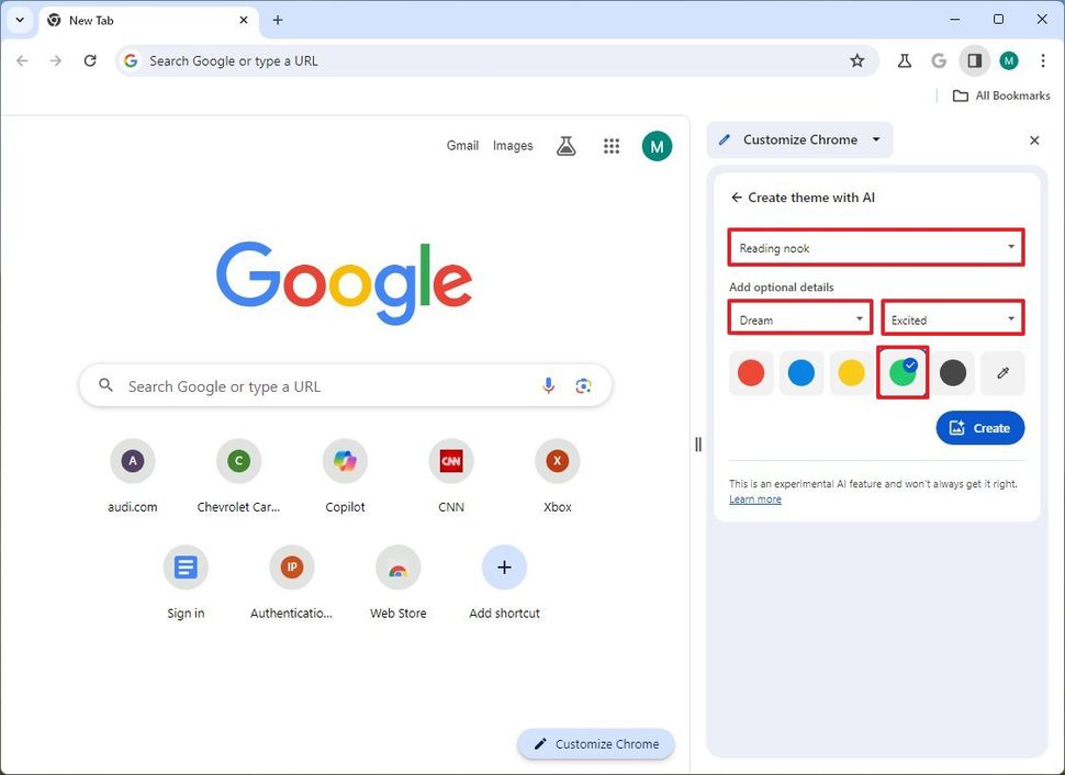 نحوه ایجاد تم Chrome با هوش مصنوعی در ویندوز 11 16 نحوه ایجاد تم Chrome با هوش مصنوعی در ویندوز 11