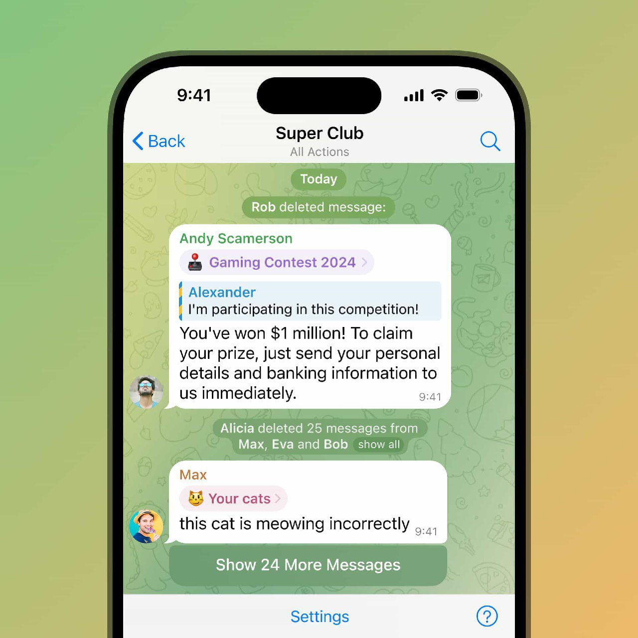 بروزرسانی جدید تلگرام در 25 اپریل 2024 چه چیزی برای کاربران آورده است؟ - بخش دوم 17 تلگرام همچنان یکی از پرکاربردترین و پردانلودترین اپلیکیشن ها در جهان است – و اکنون بیش از 900 میلیون کاربر فعال ماهانه دارد. برای مطالعه بیشتر در مورد این نقطه عطف مهم و آنچه در آینده برای تلگرام در انتظار است، به این پست مدیر عامل و بنیانگذار ما مراجعه کنید.