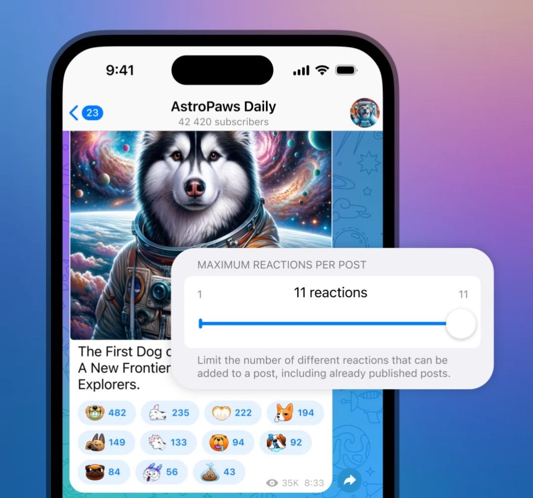 بروزرسانی جدید تلگرام در 25 اپریل 2024 چه چیزی برای کاربران آورده است؟ - بخش دوم 18 تلگرام همچنان یکی از پرکاربردترین و پردانلودترین اپلیکیشن ها در جهان است – و اکنون بیش از 900 میلیون کاربر فعال ماهانه دارد. برای مطالعه بیشتر در مورد این نقطه عطف مهم و آنچه در آینده برای تلگرام در انتظار است، به این پست مدیر عامل و بنیانگذار ما مراجعه کنید.