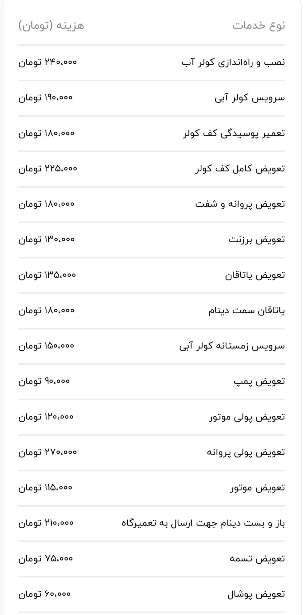 هزینه سرویس و تعمیر کولر آبی چقدر است؟ 15 هزینه سرویس و تعمیر کولر آبی چقدر است؟