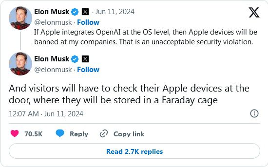 تهدید تحریم اپل توسط ایلان ماسک در صورت ادغام ChatGPT در دستگاههای اپل 14 586874