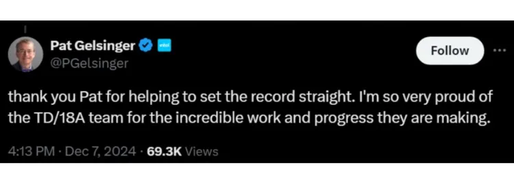 گلسینگر: درصد بازدهی، معیار مناسبی برای قضاوت درباره 18A نیست