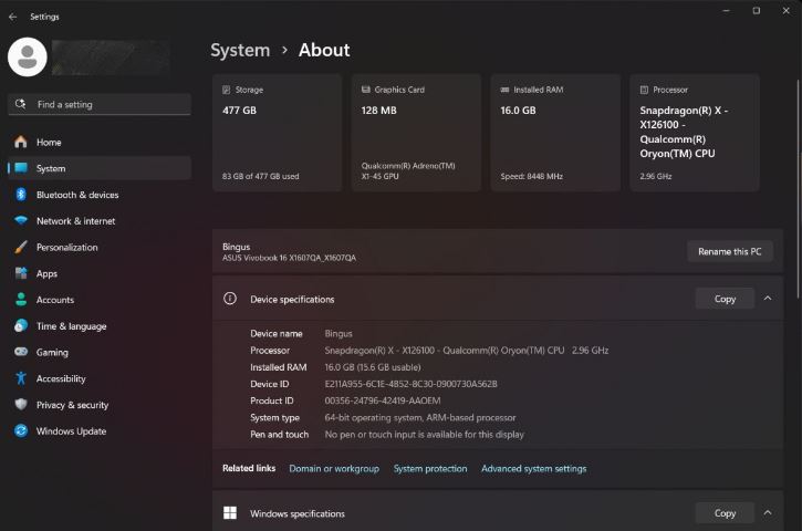 ایسوس Vivobook 16 X1607QA (اسنپدراگون X): قدرت پردازشی و عمر باتری استثنایی در یک میانرده مقرونبهصرفه 28 ایسوس Vivobook 16 X1607QA (اسنپدراگون X): قدرت پردازشی و عمر باتری استثنایی در یک میانرده مقرونبهصرفه