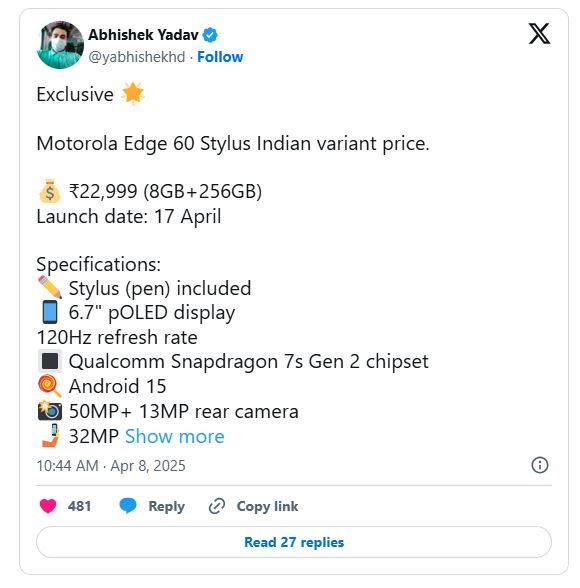 قیمت و طراحی موتورولا Edge 60 Stylus پیش از رونمایی لو رفت! 14 قیمت و طراحی موتورولا Edge 60 Stylus پیش از رونمایی لو رفت!