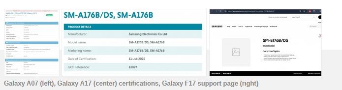 سامسونگ گلکسی A07، A17 و F17 به زودی رونمایی می‌شوند: جزئیات جدید فاش شد