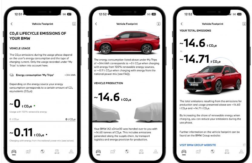 اپلیکیشن My BMW ردپای کربنی خودرو را از تولید تا استفاده ثبت می‌کند