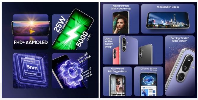 سامسونگ گلکسی F36 با طراحی چرمی و پشتیبانی نرم‌افزاری بلندمدت در هند معرفی شد