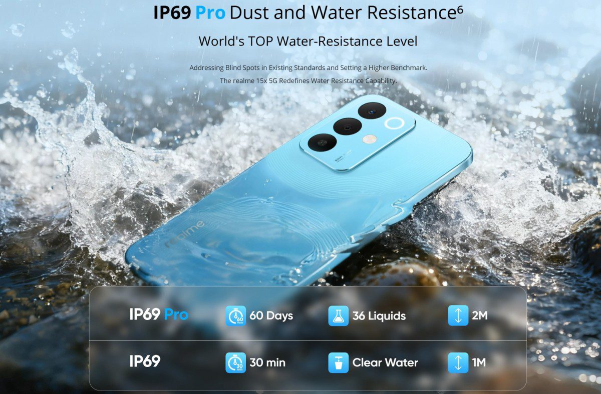 Realme غول جدیدش را معرفی کرد: باتری ۷۰۰۰ میلی‌آمپرساعتی، نمایشگر ۱۴۴ هرتزی و گواهی عجیب IP69 Pro